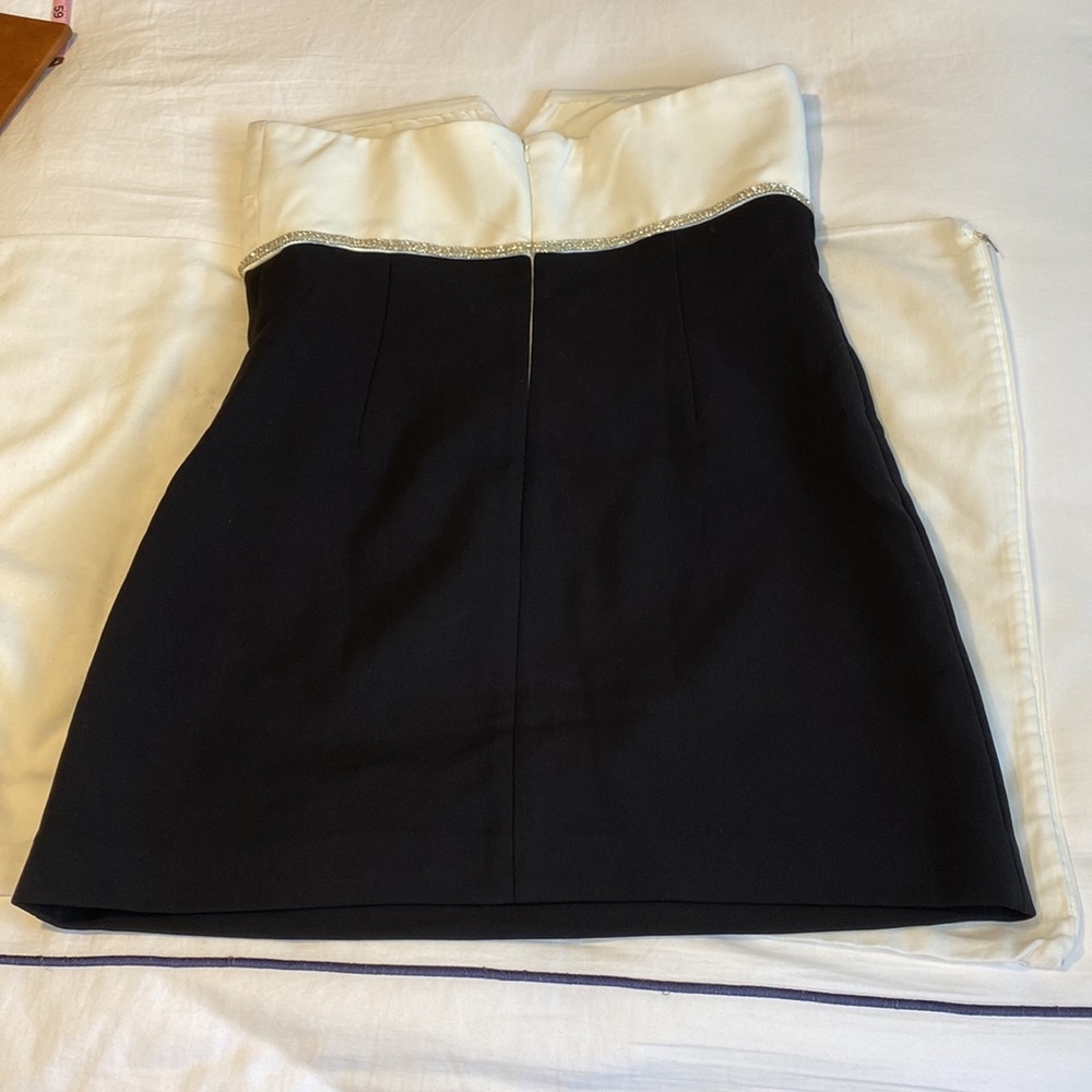 Self-Portrait Black And White Crepe Bow Mini Dress - Picture 6 of 14